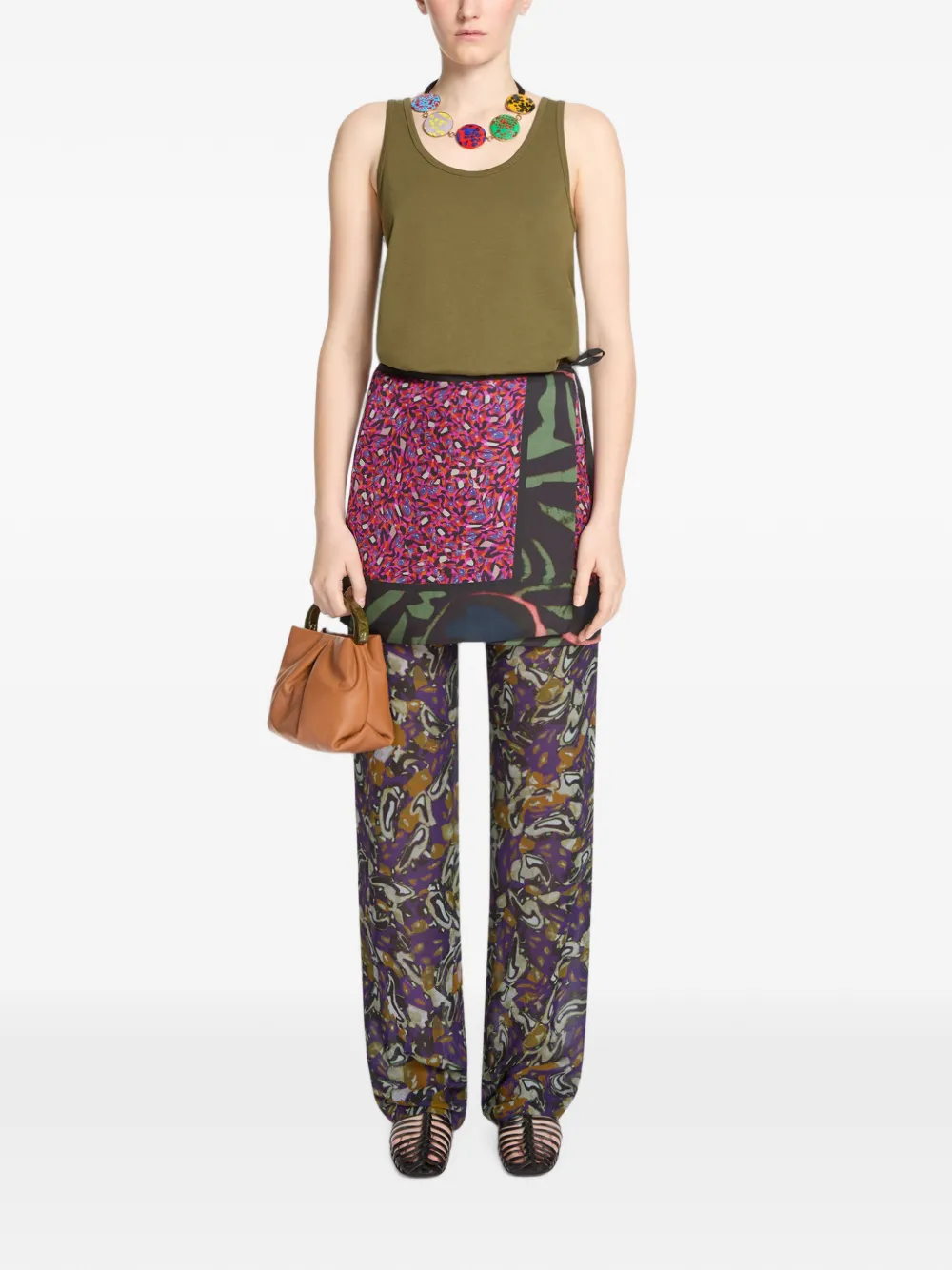 DRIES VAN NOTEN Small Ruched Leather Bag in Brown, view 2