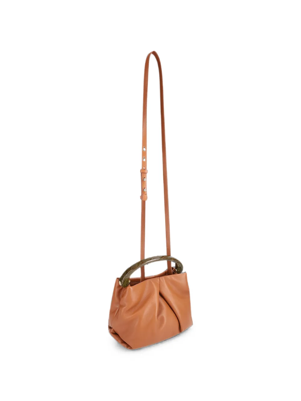 DRIES VAN NOTEN Small Ruched Leather Bag in Brown, view 5