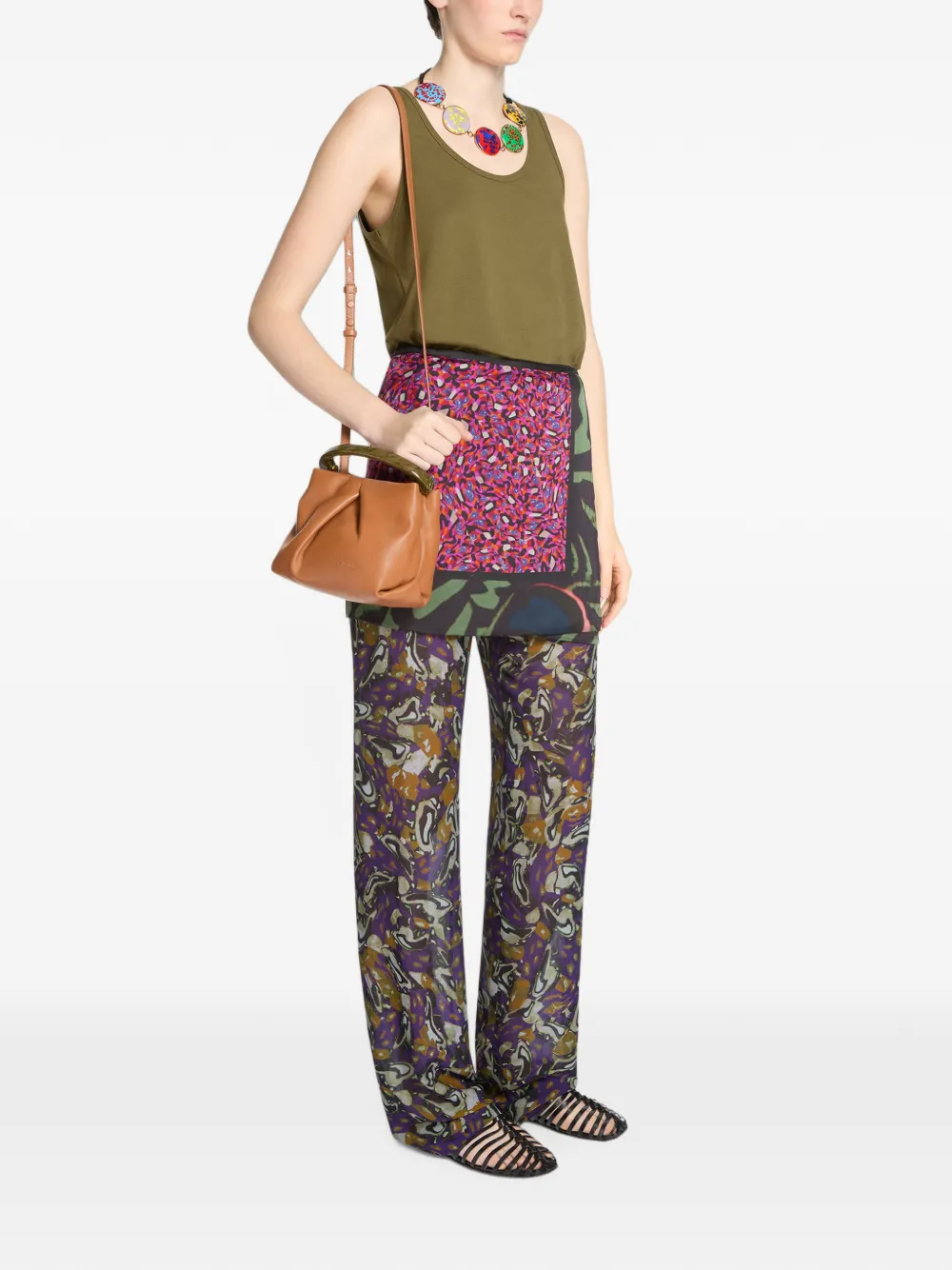DRIES VAN NOTEN Small Ruched Leather Bag in Brown, view 3