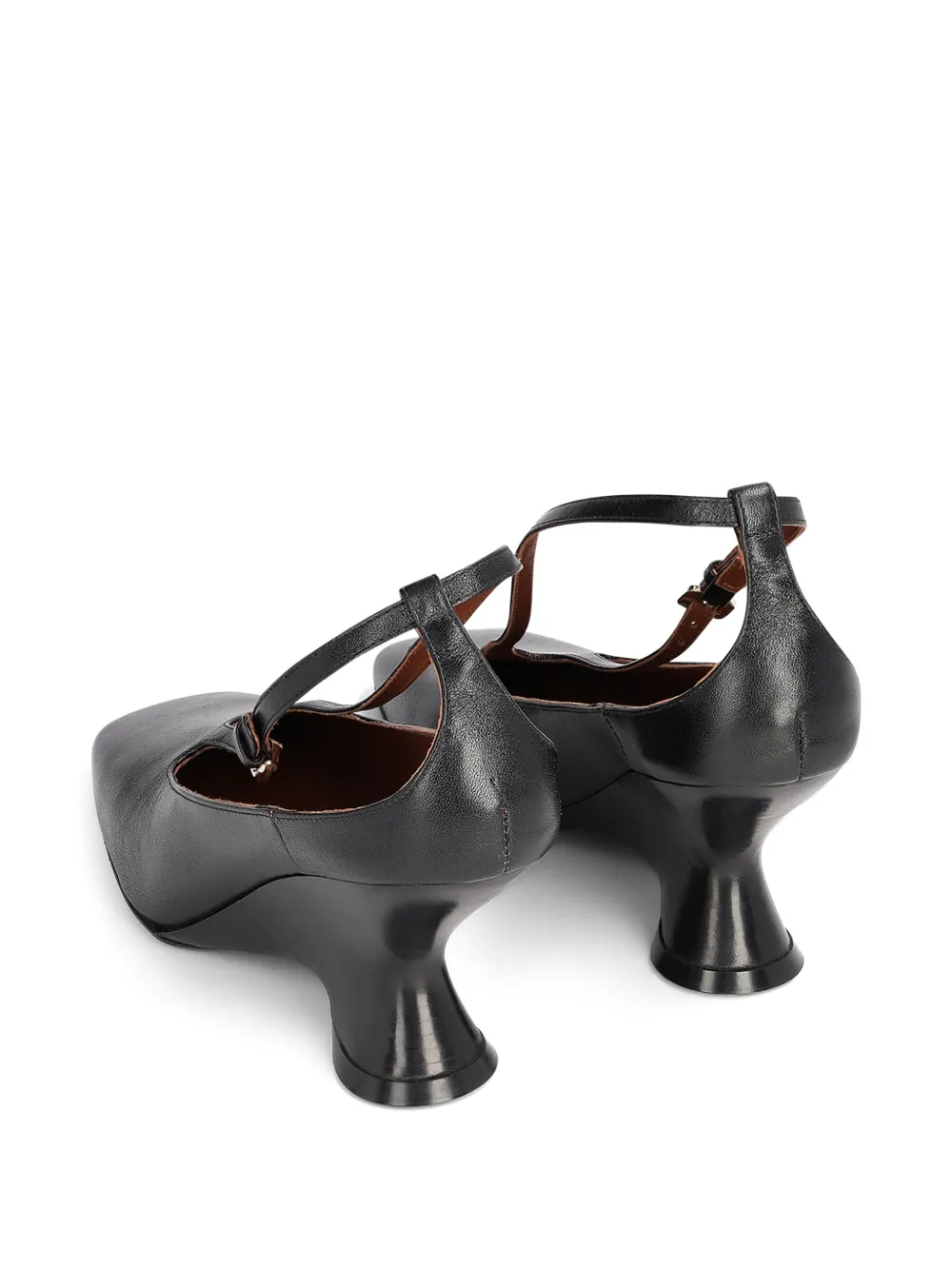DRIES VAN NOTEN Leather Wedge Pumps in Black, view 3