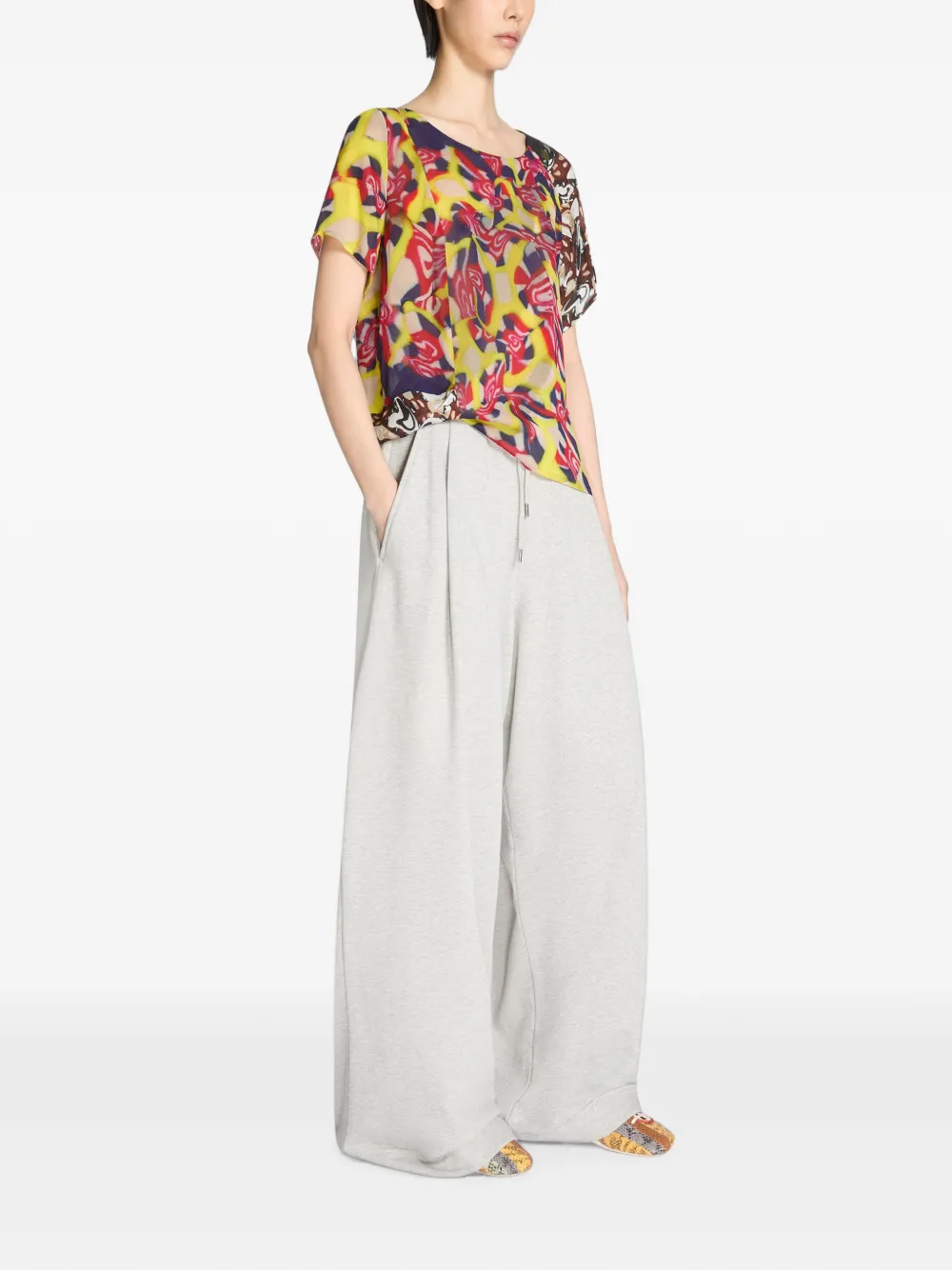 DRIES VAN NOTEN Loose Cotton Sweatpants in Grey, view 3