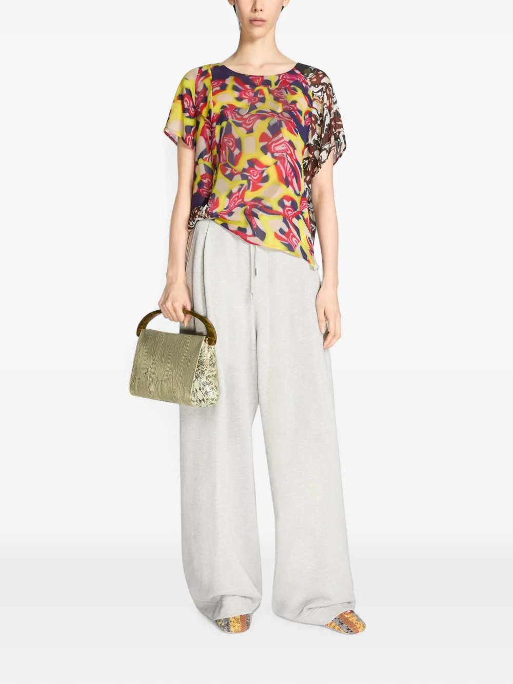 DRIES VAN NOTEN Loose Cotton Sweatpants in Grey, view 2
