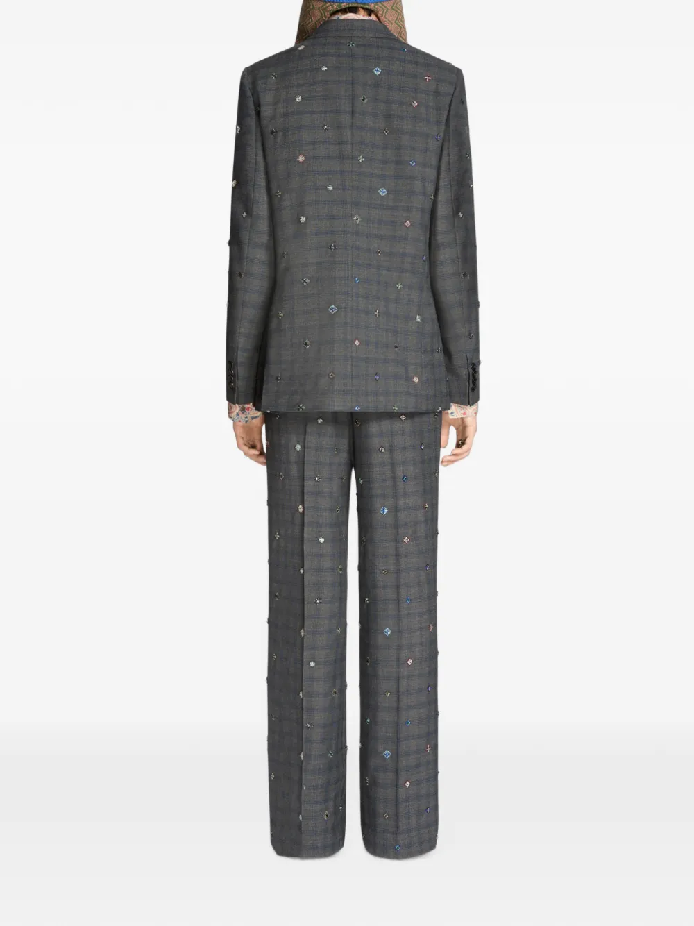 DRIES VAN NOTEN Wollen blazer met borduurwerk Grijs