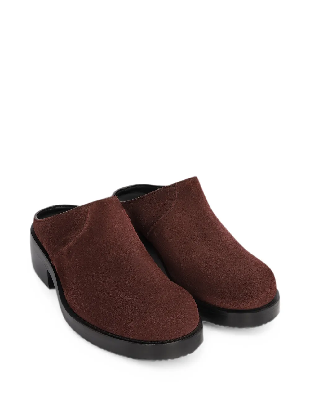 DRIES VAN NOTEN Suede Workwear Mules in Purple, view 2