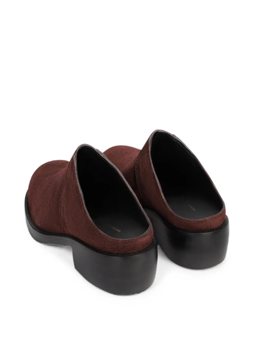 DRIES VAN NOTEN Suede Workwear Mules in Purple, view 3
