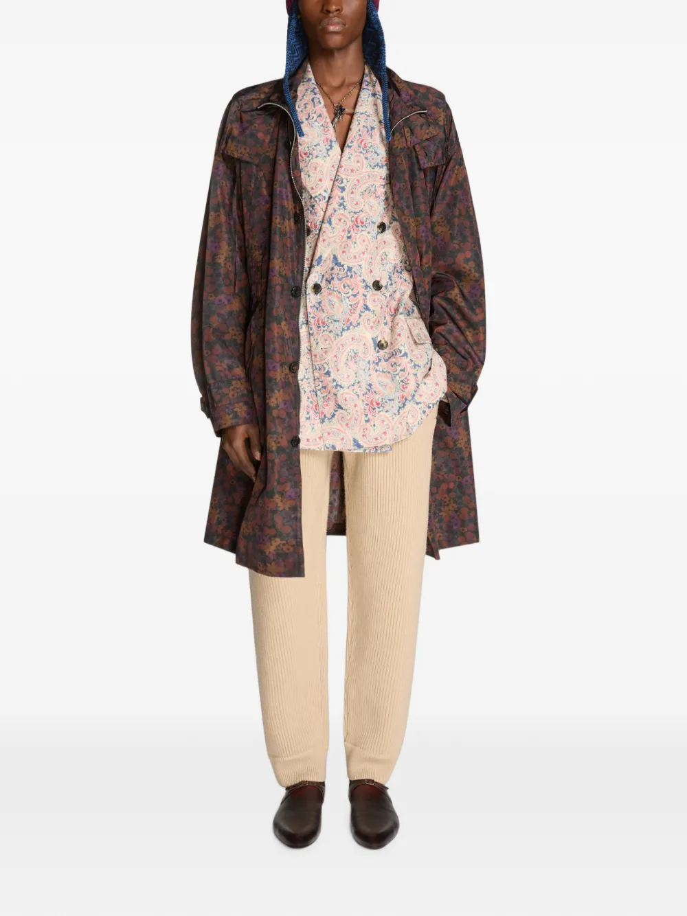 DRIES VAN NOTEN Oversized parka met print Zwart