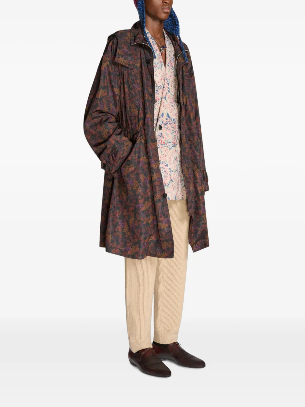 DRIES VAN NOTEN Oversized parka met print Zwart
