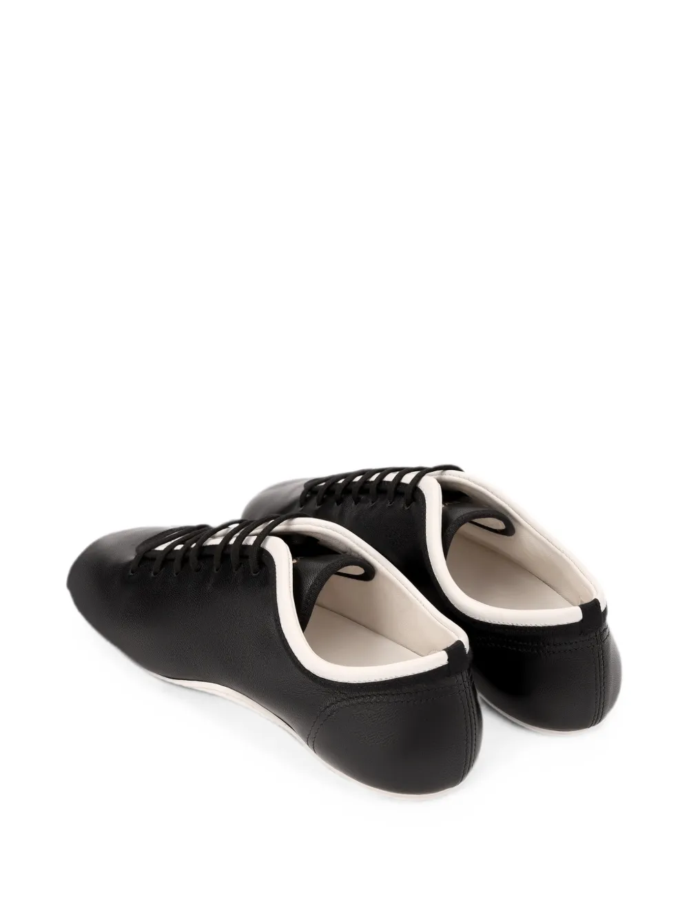 DRIES VAN NOTEN Leather Ballerina Sneakers in Black, view 3
