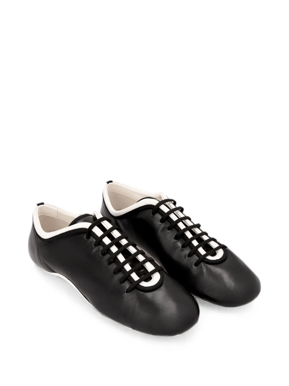 DRIES VAN NOTEN Leather Ballerina Sneakers in Black, view 2