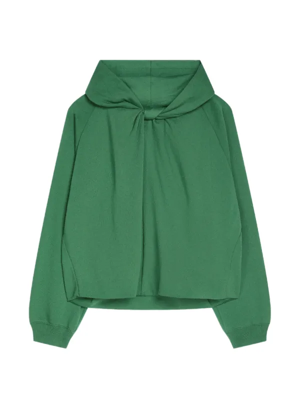 Dries Van Noten Draped Cotton Hoodie in Green