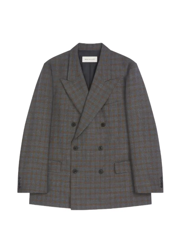 Dries Van Noten Oversized Wool Blazer in Grey