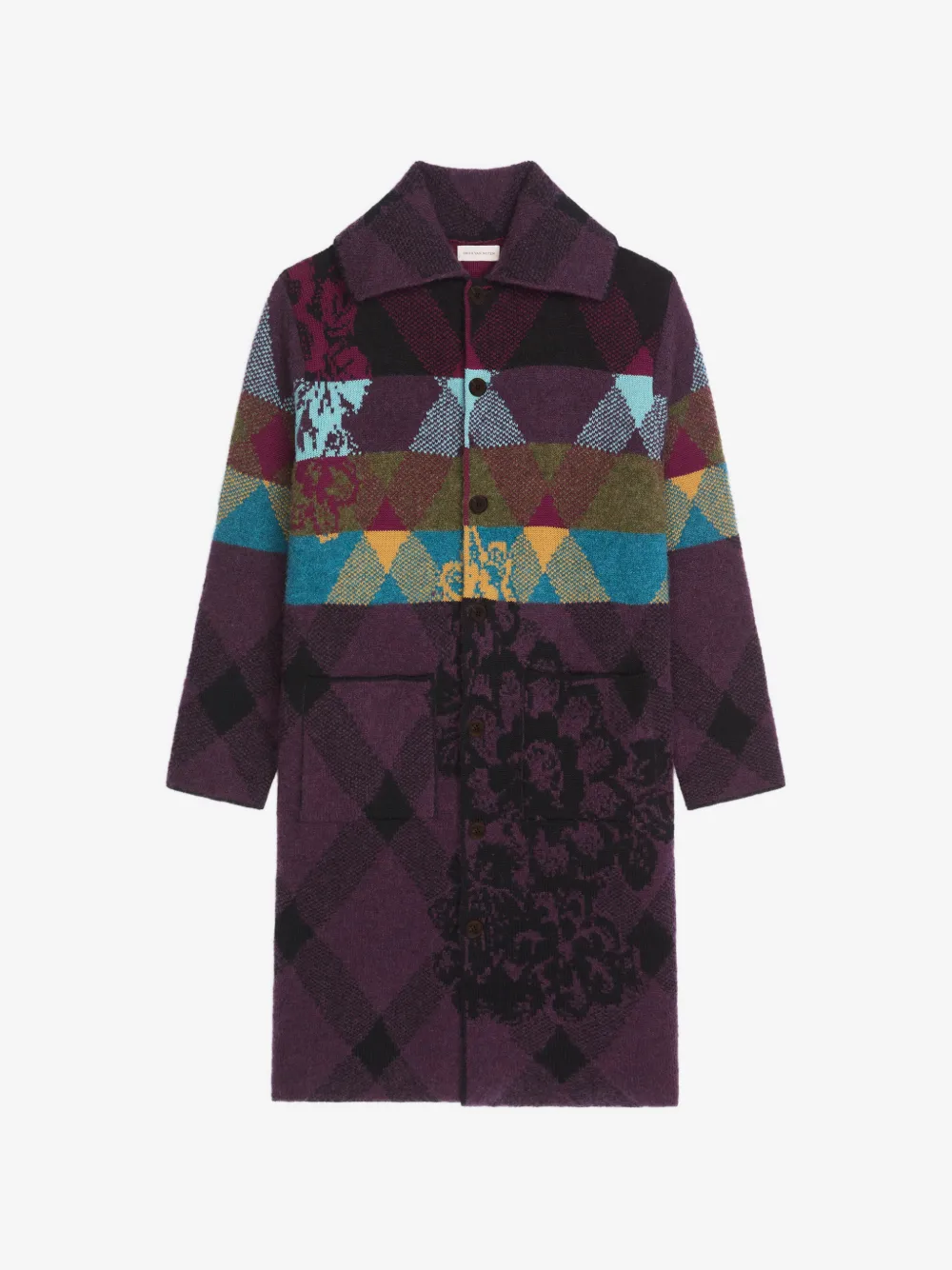 DRIES VAN NOTEN patchwork wool cardigan | Purple | Image 1