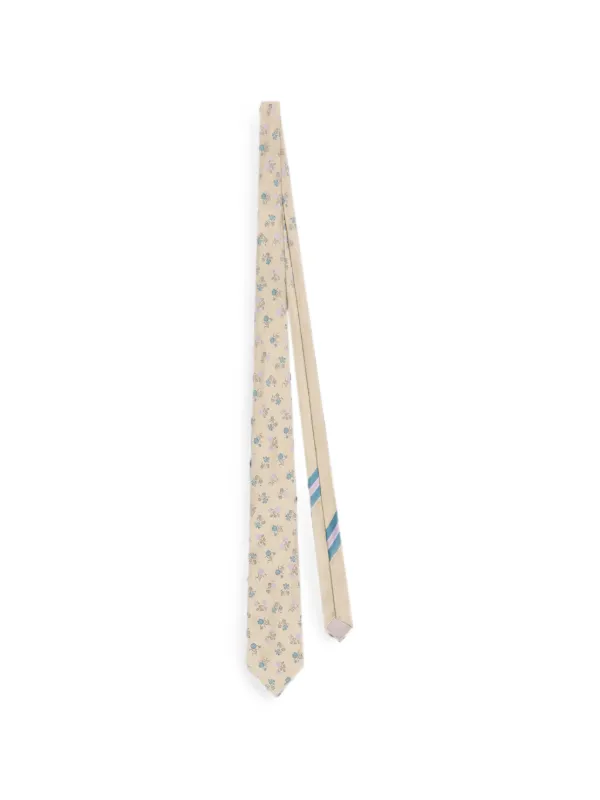 Dries Van Noten Printed Silk Tie in Neutrals