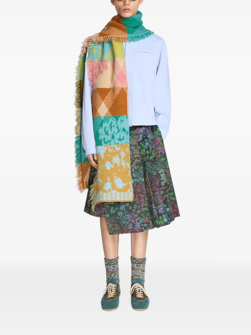 DRIES VAN NOTEN Wollen sjaal Blauw