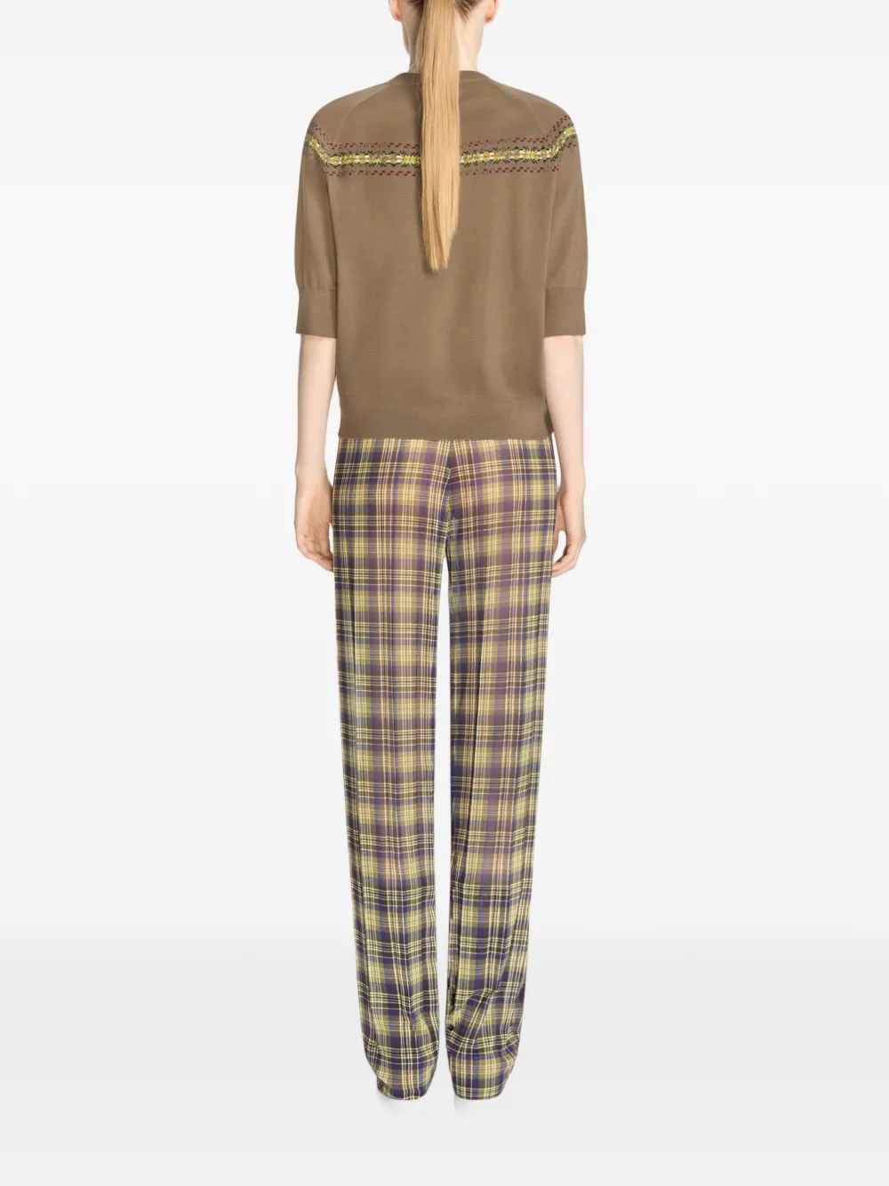 DRIES VAN NOTEN Elasticated Pleated Pants in Green, view 4