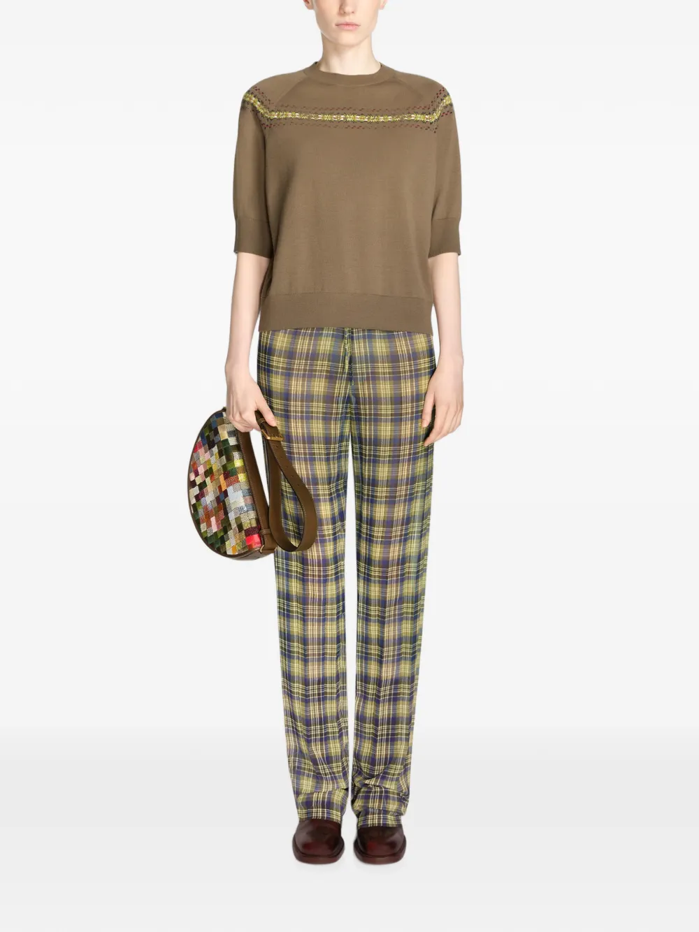 DRIES VAN NOTEN Elasticated Pleated Pants in Green, view 2