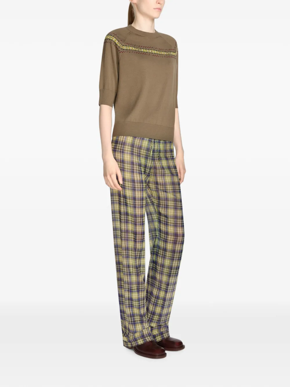 DRIES VAN NOTEN Elasticated Pleated Pants in Green, view 3