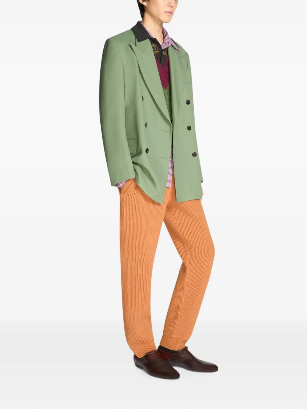 DRIES VAN NOTEN Oversized wollen blazer Groen