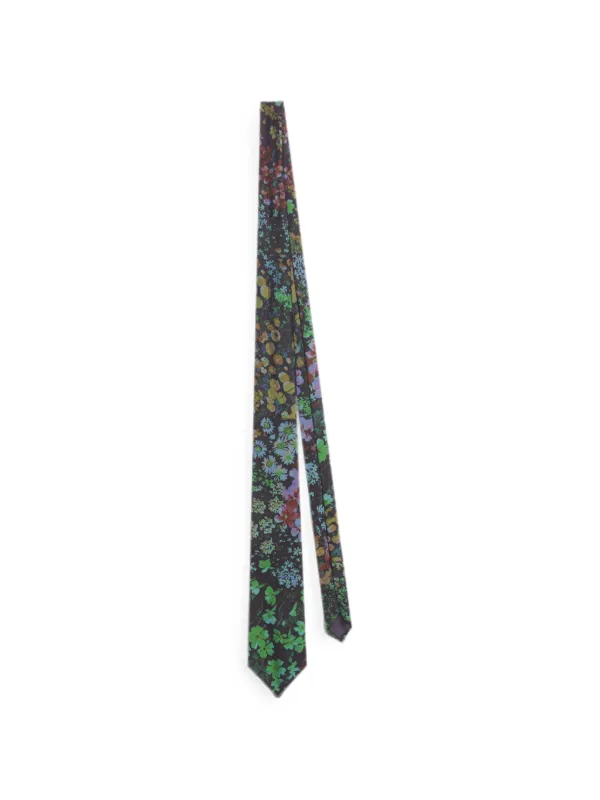 Dries Van Noten Printed Viscose Tie in Black
