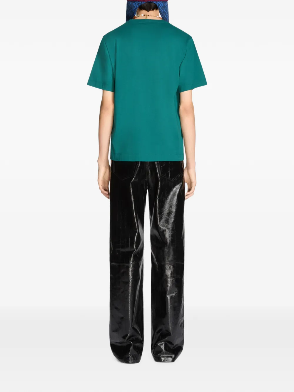 DRIES VAN NOTEN Ruimvallende leren broek Zwart