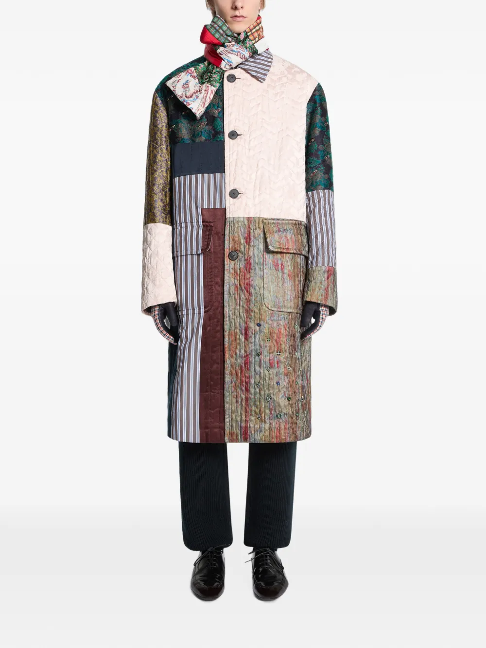 DRIES VAN NOTEN Mac jas met borduurwerk Wit