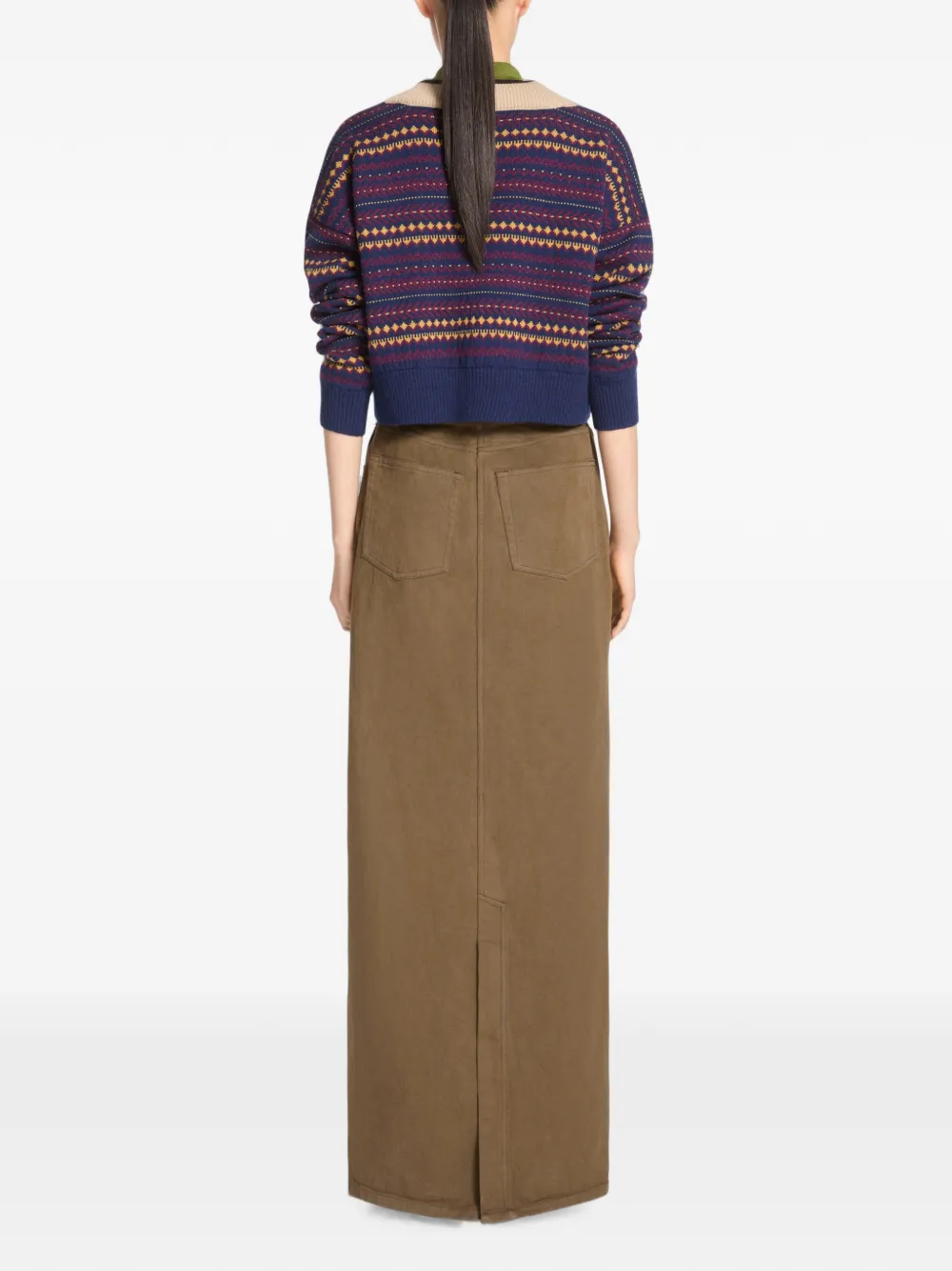 DRIES VAN NOTEN Long Overdyed Skirt in Brown, view 4