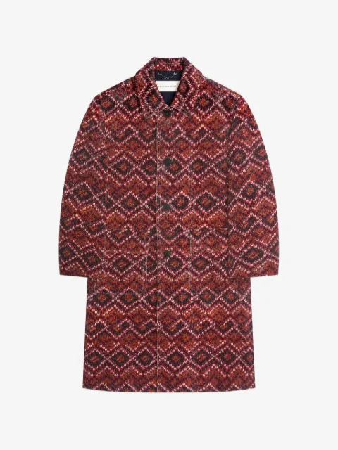 DRIES VAN NOTEN printed corduroy mac coat