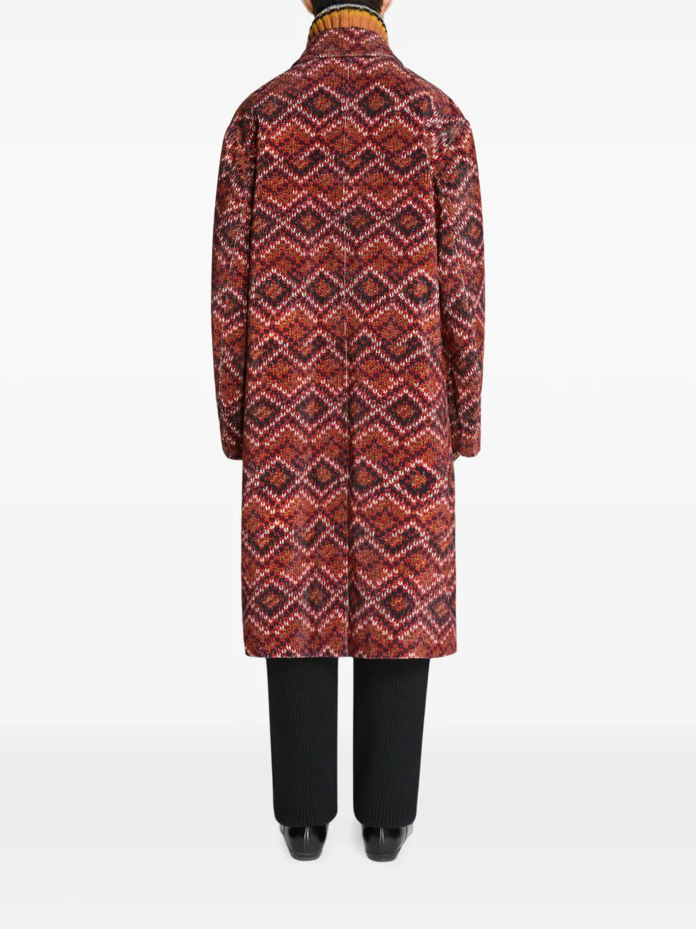 DRIES VAN NOTEN Ribfluwelen jas met print Rood