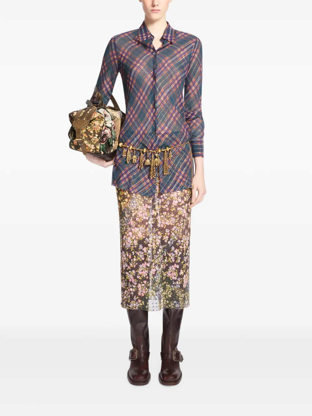 DRIES VAN NOTEN Lurex blouse Blauw