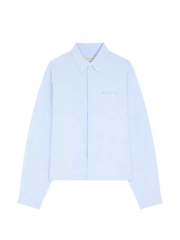 Dries Van Noten Cropped Cotton Shirt in Blue