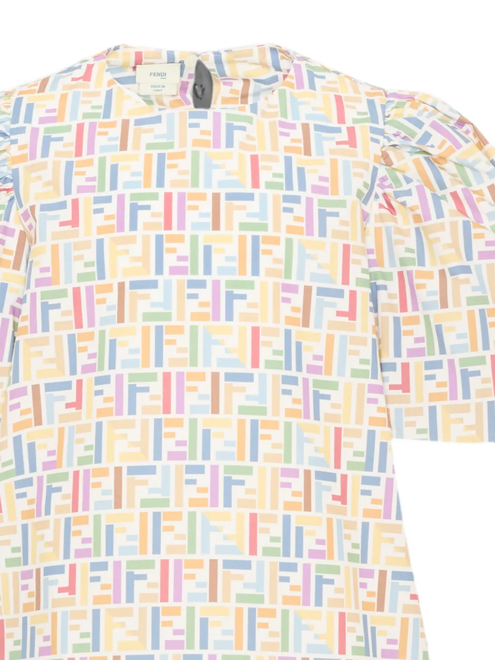 Fendi Kids Mini-jurk met pofmouwen en FF-logo Wit