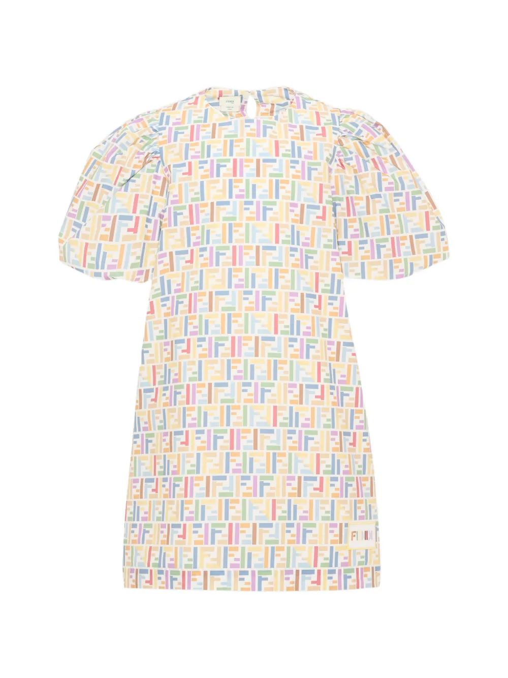 Fendi Kids FF logo puff-sleeve mini dress - Bianco