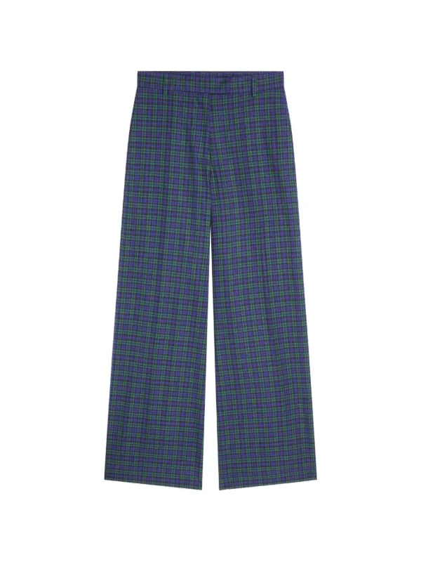 Dries Van Noten Wide Leg Cotton Trousers in Blue