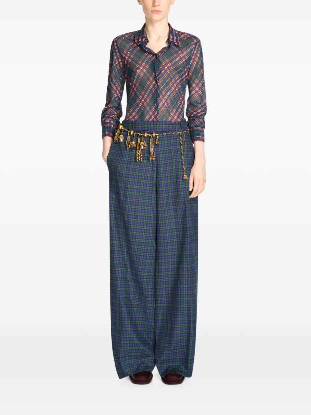 DRIES VAN NOTEN Broek met wijde pijpen Blauw