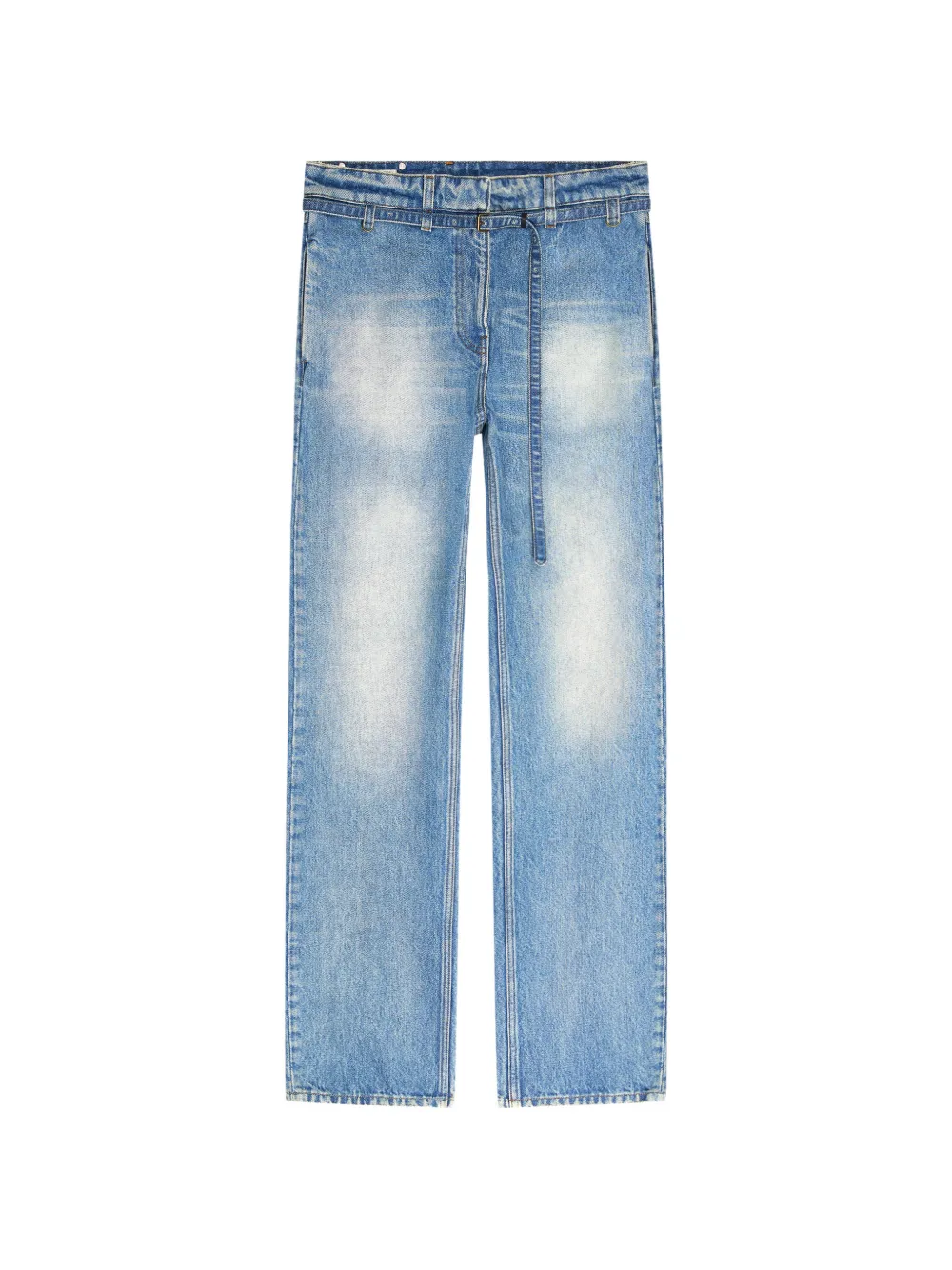 Dries Van Noten Belted Straight-leg Denim Pants In Blue