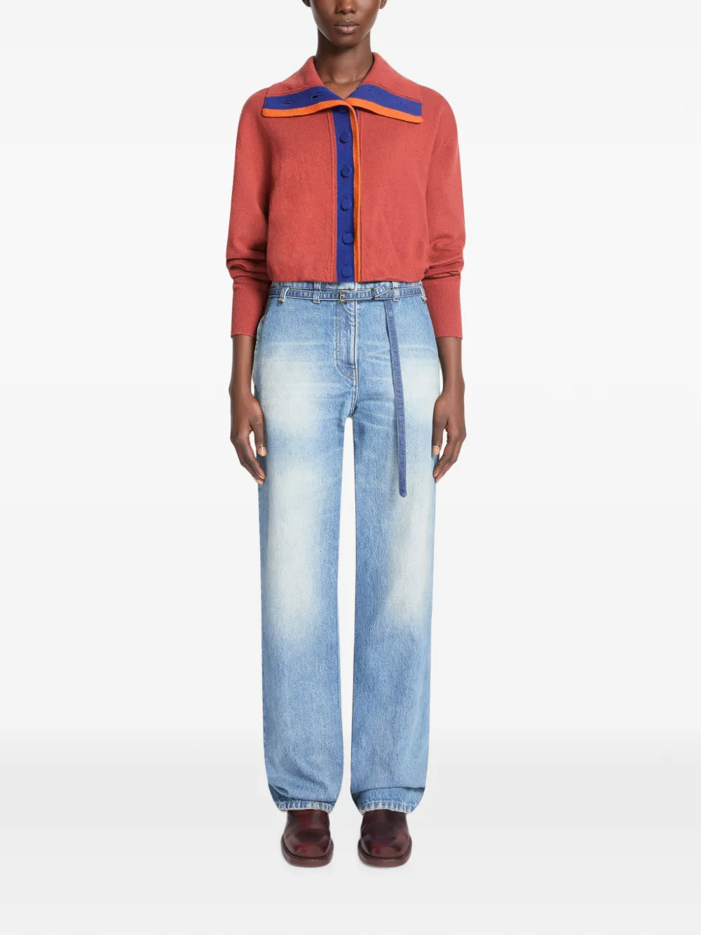 DRIES VAN NOTEN Straight denim broek met ceintuur Blauw