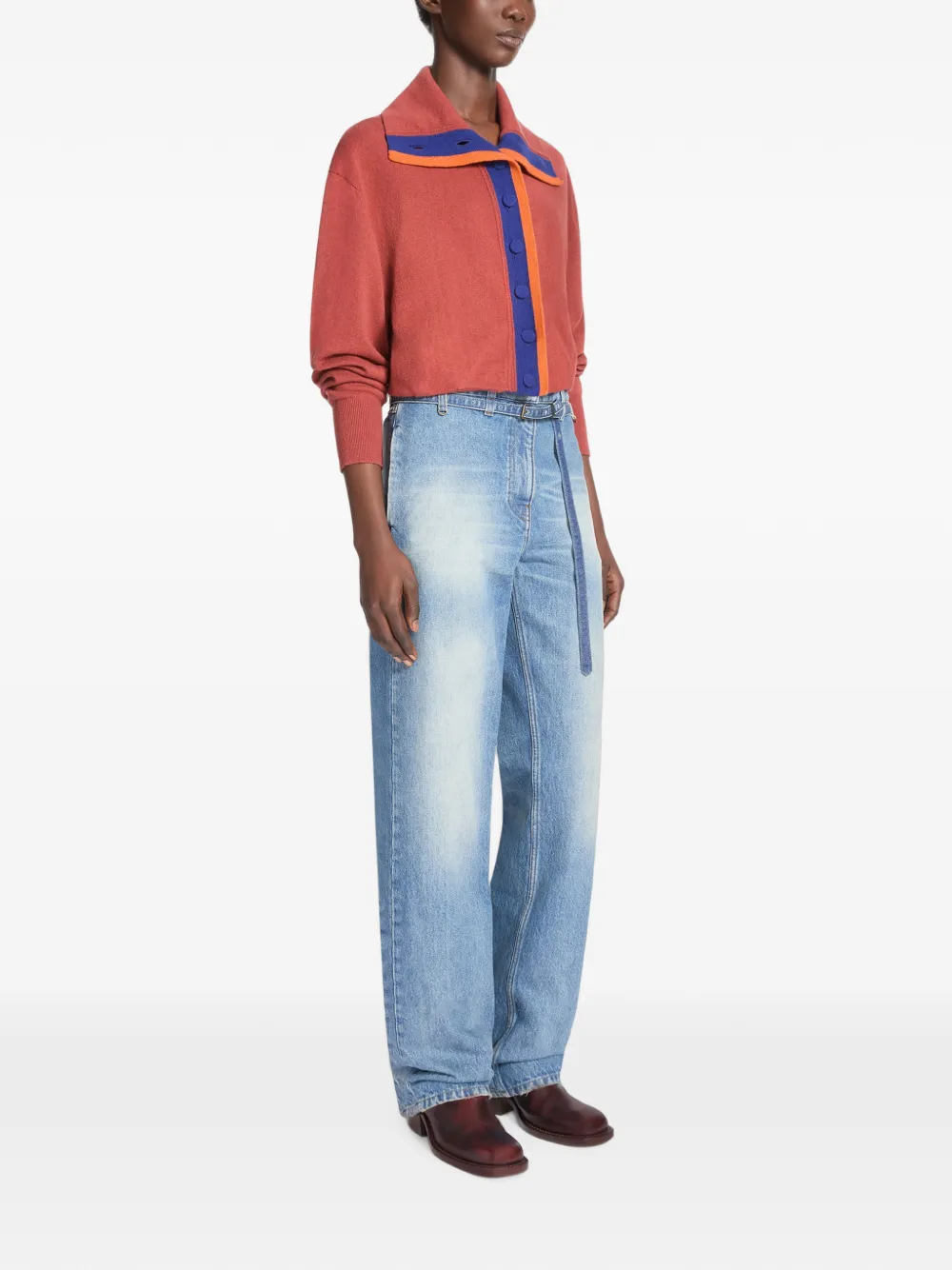 DRIES VAN NOTEN Straight denim broek met ceintuur Blauw