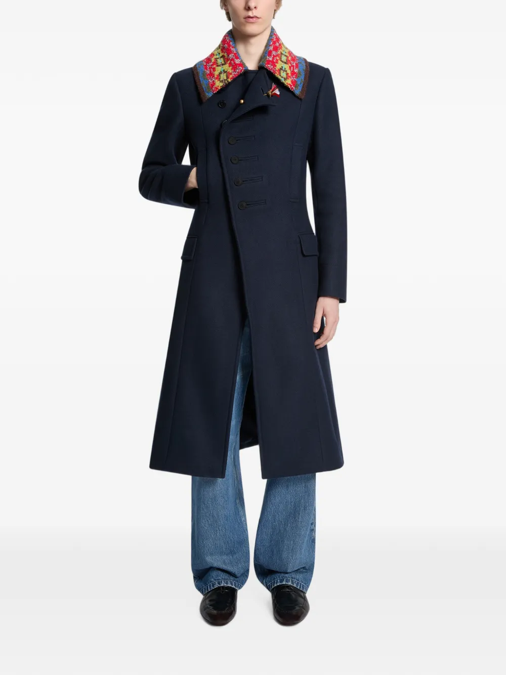 DRIES VAN NOTEN Wollen jas Blauw