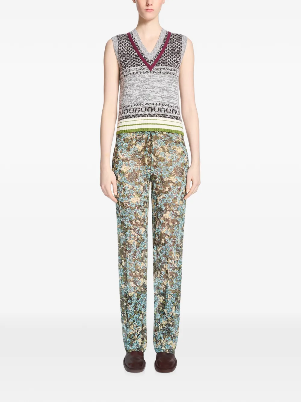 DRIES VAN NOTEN Elasticated Pleated Trousers in Blue, view 2