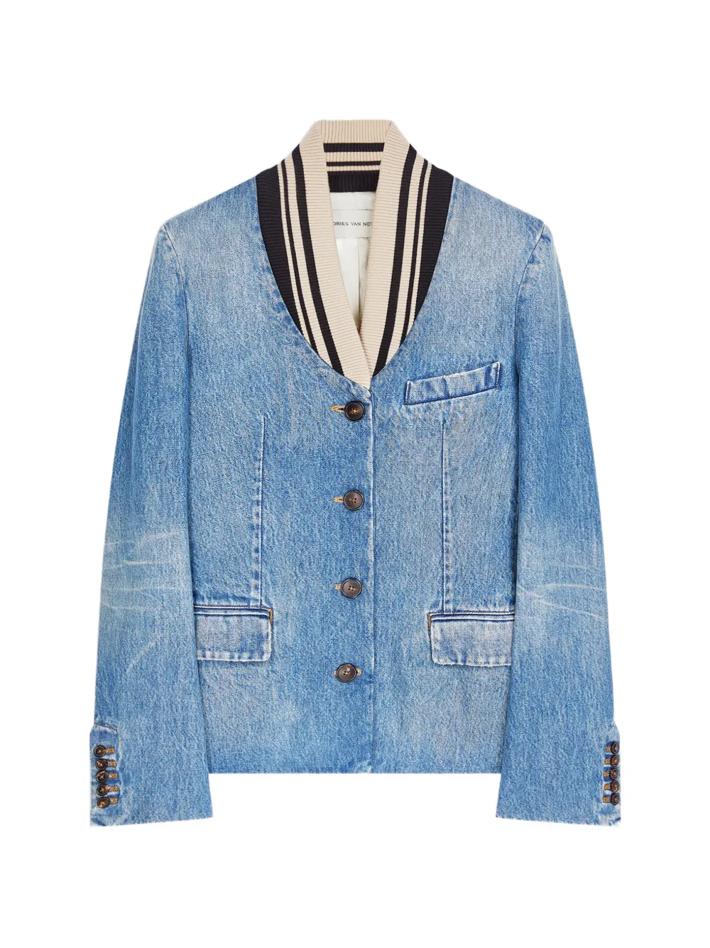 Dries Van Noten Fitted Denim Blazer In Blue