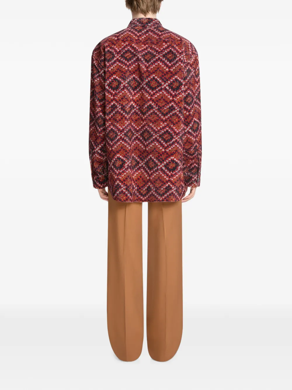 DRIES VAN NOTEN Printed Corduroy Shirt in Red, view 4