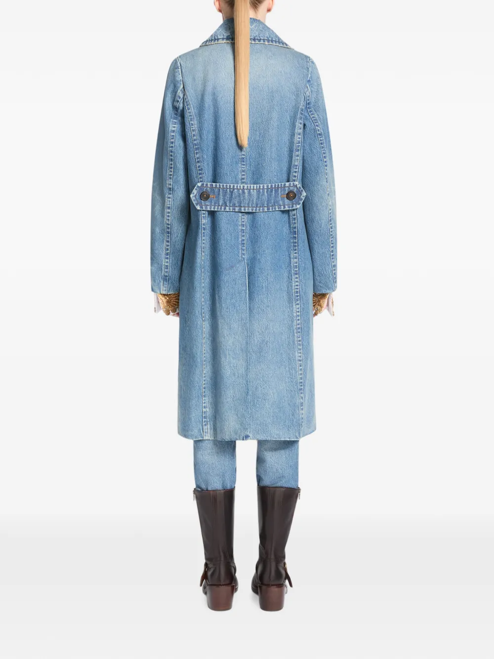 DRIES VAN NOTEN Double Breasted Denim Coat in Blue, view 4
