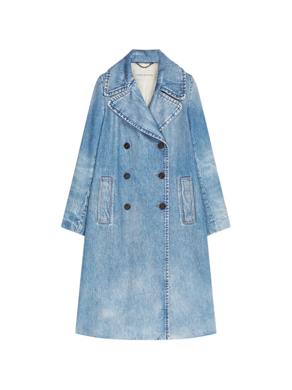 Dries Van Noten Double-breasted Denim Coat In Blue