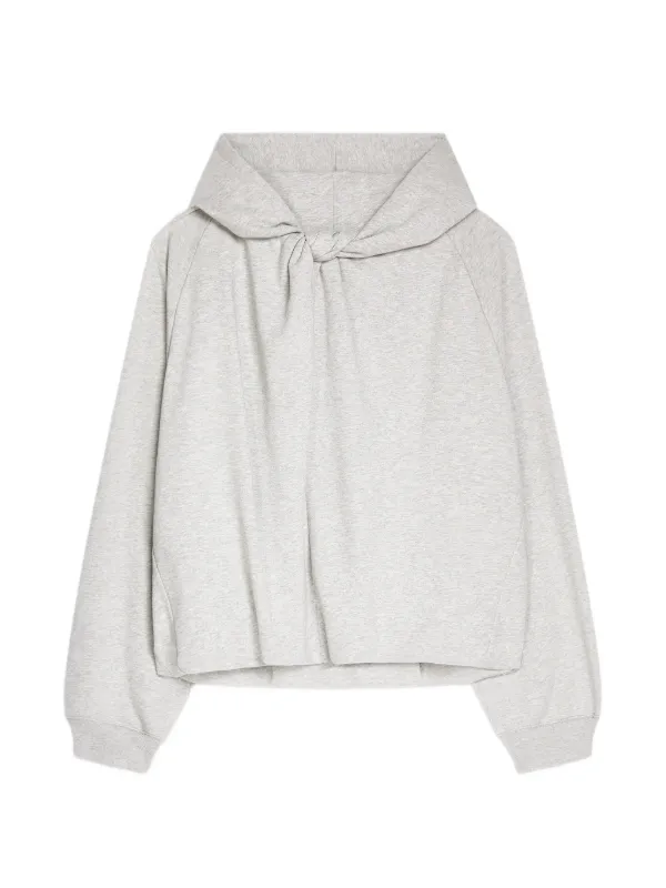 Dries Van Noten Draped Cotton Hoodie in Grey