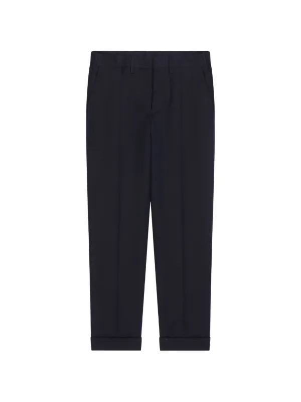 Dries Van Noten Cuffed Cotton Wool Pants in Blue