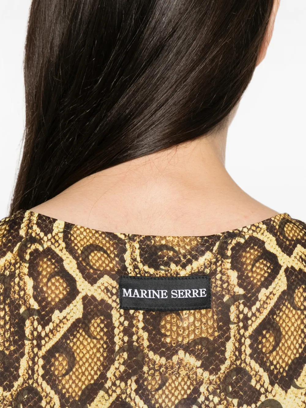 Marine Serre Asymmetrische jurk met slangenprint Bruin