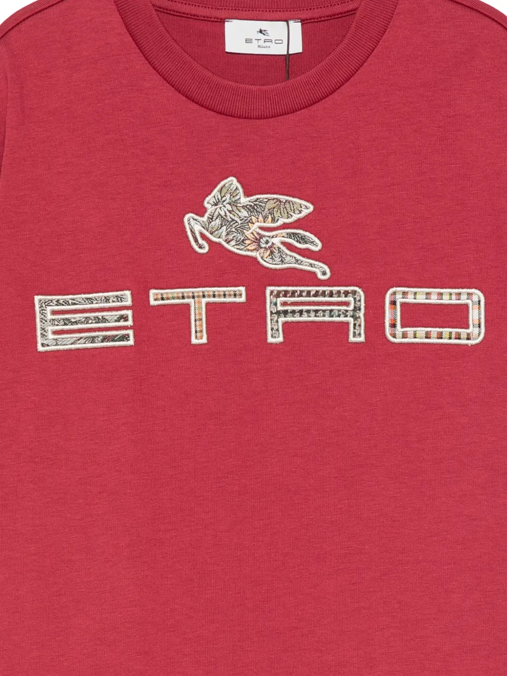 ETRO KIDS Pegasus T-shirt met logo-patch Rood