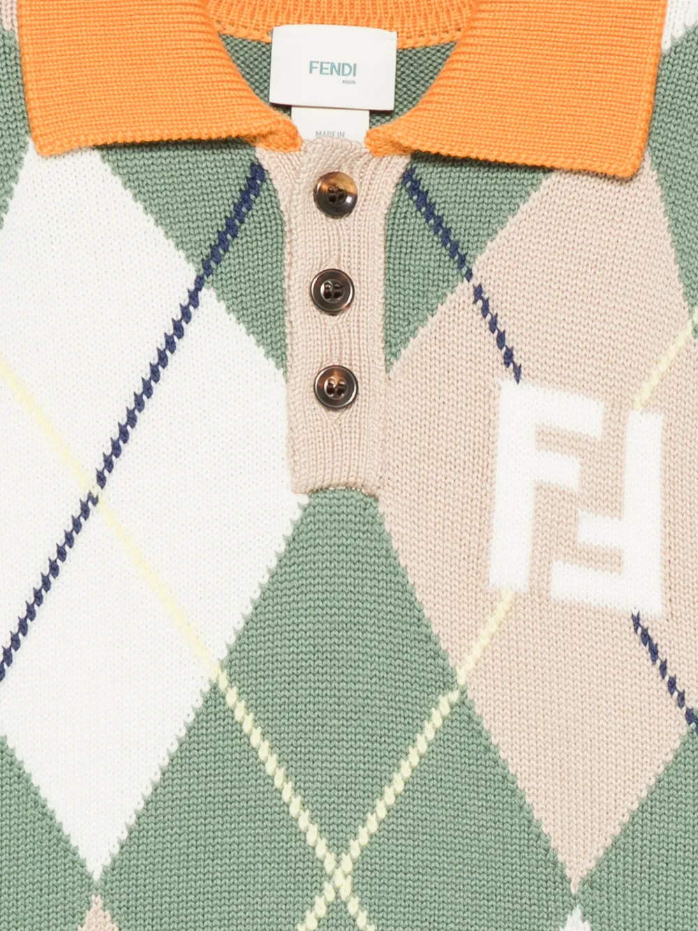 Fendi Kids Wollen trui met lange mouwen en FF-logo Groen