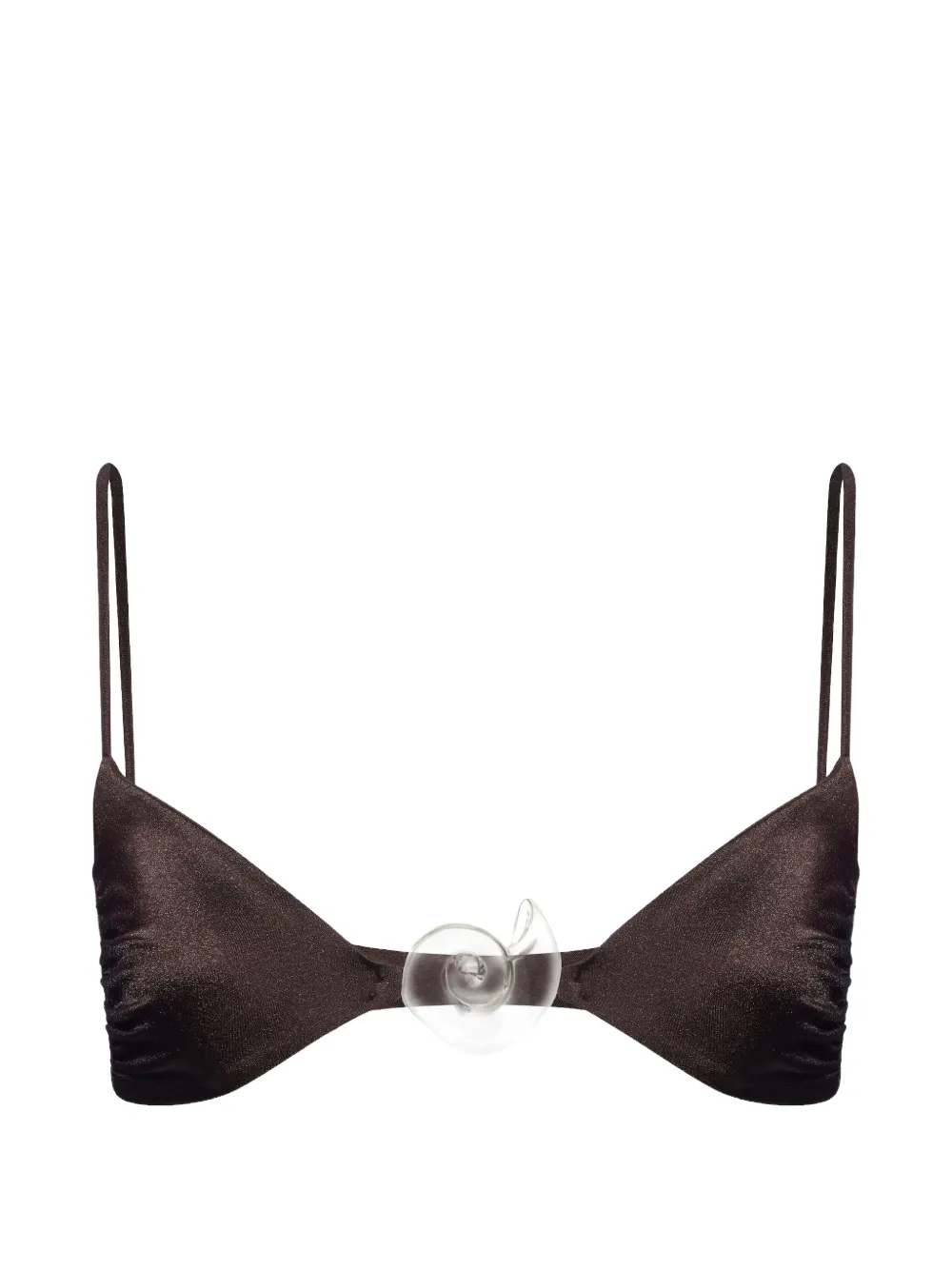 Salt & Wave Aphrodite Shell-embellished Bikini Top In Brown