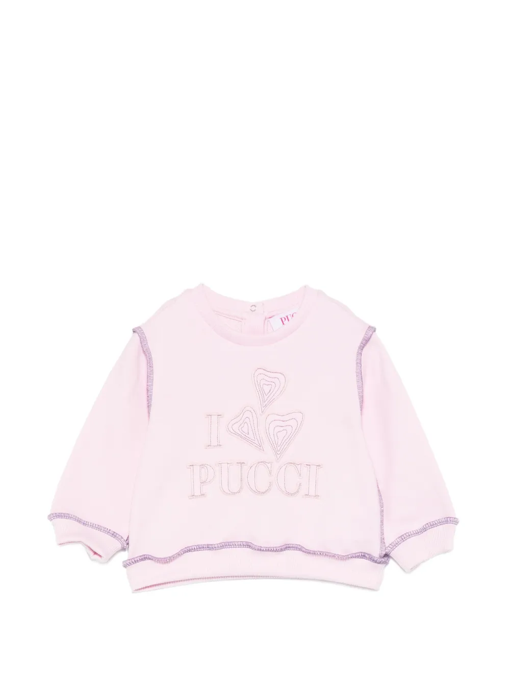 PUCCI Junior logo-embroidered contrast-stitch sweatshirt - Rosa